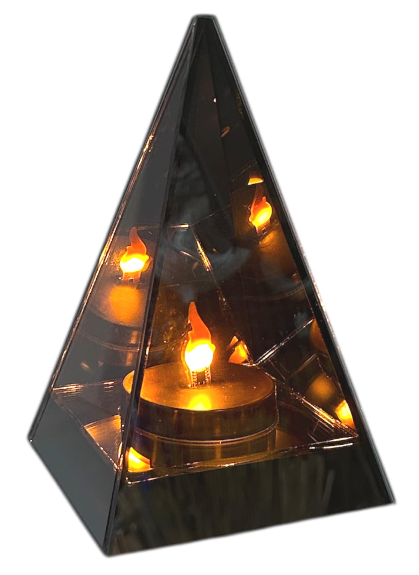 Lampion lustrzany LED piramida 12x12x20cm